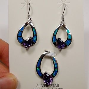 Amethyst & Blue Fire Opal Sterling Silver Set